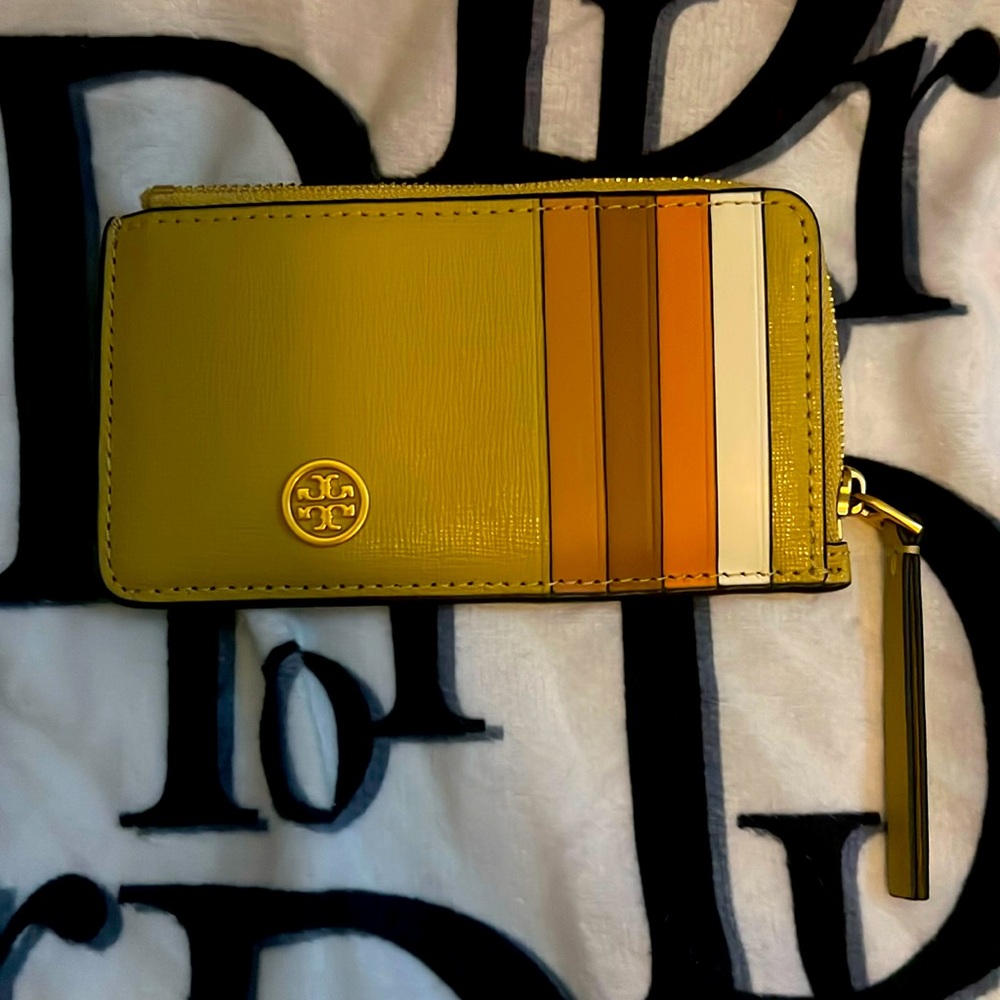 Tory Burch top zip card case front and back.   Beautiful multicolor NWOT
